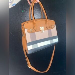 Elegant Tan and Black Women's Handbag